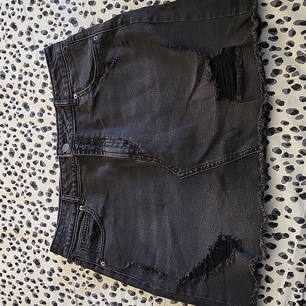 Wild Fable black deconstructed denim mini skirt size 12